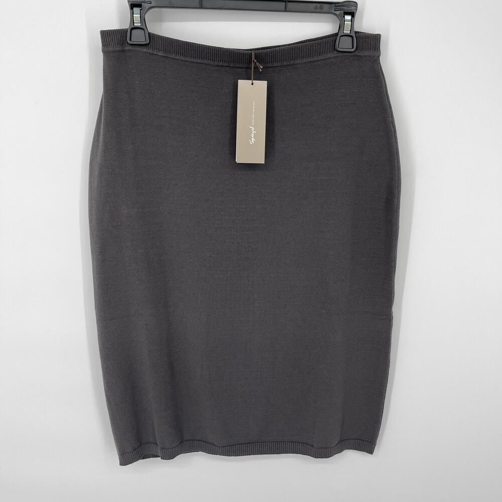 Spiegel NEW Stretch Silk Blend Knit Pencil Skirt Knee Length Sz M Dark Gray